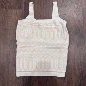 White House Black Market Cream Patterned Crochet Style Tank Top
